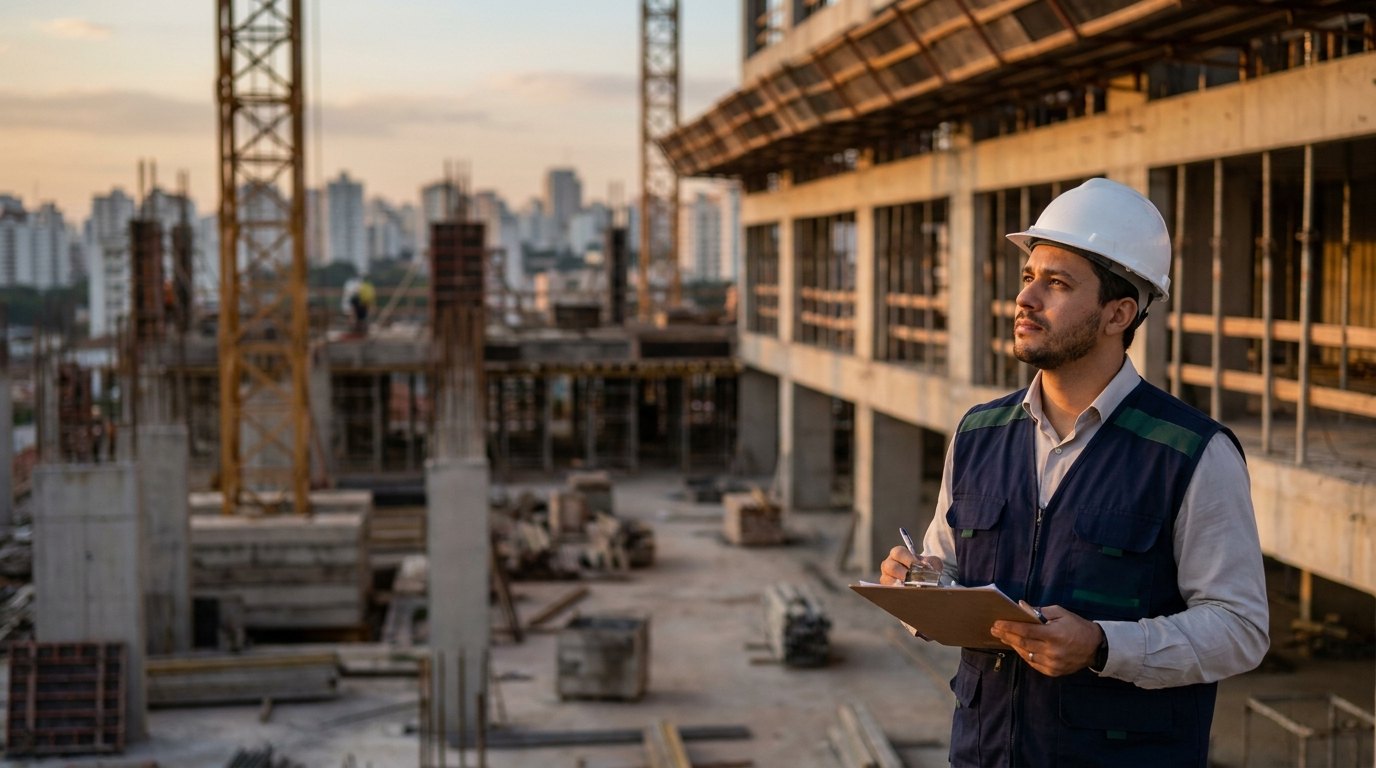 Engenheiro PJ em obra na região de Osasco analisando o regime tributário