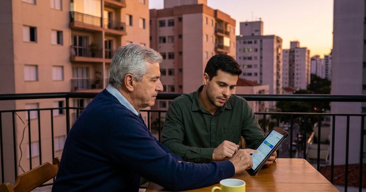 Proprietário de imóveis e contador analisando os efeitos da Reforma Tributária sobre a carteira de locação