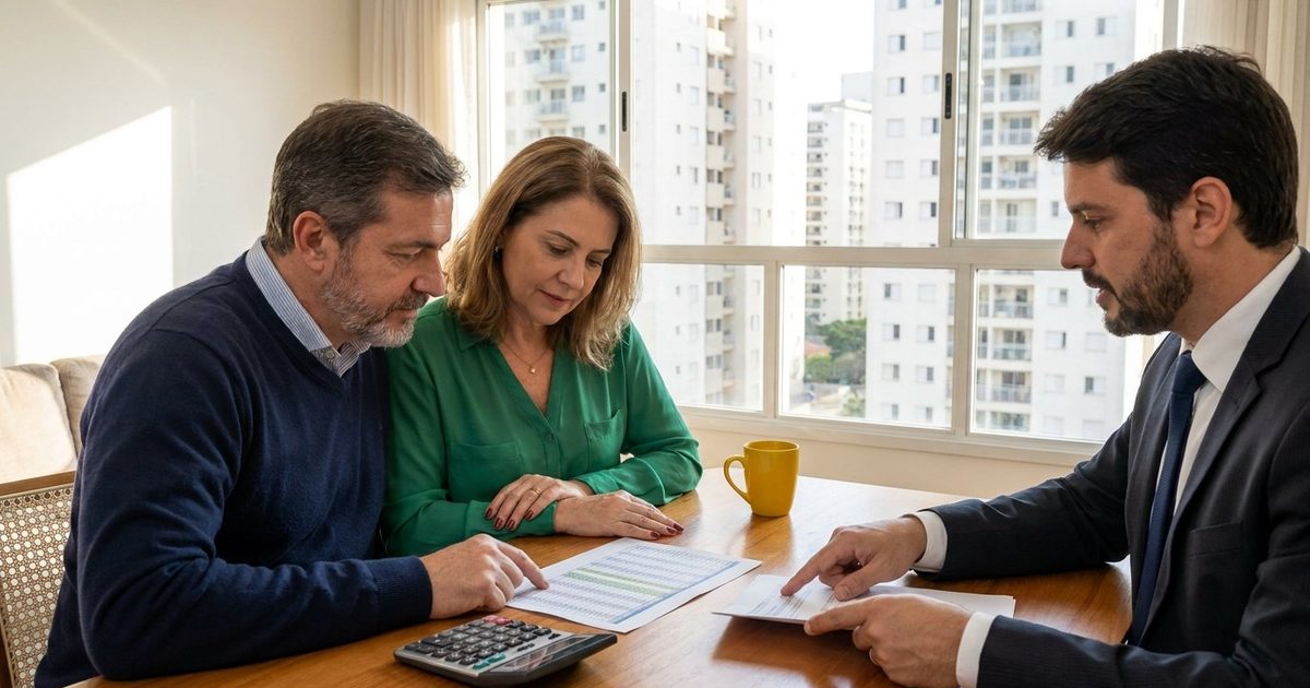 Proprietário de imóveis comparando com contador o imposto do aluguel na pessoa física e na empresa