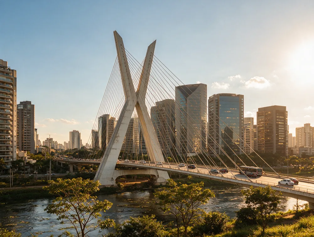 Ponte Estaiada e os prédios da Marginal Pinheiros, em São Paulo, onde a Gestão Inova atende empresas de serviço