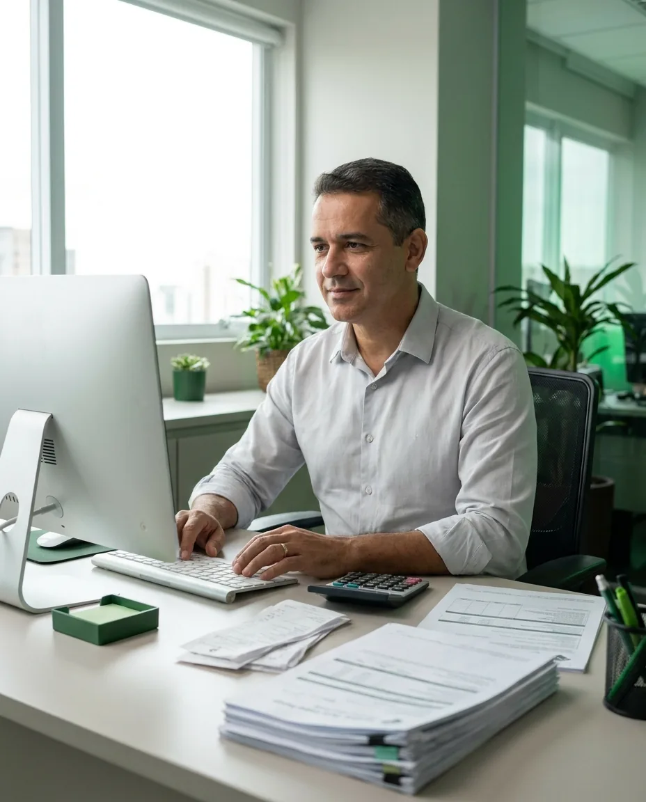 Contador preparando a declaração de Imposto de Renda